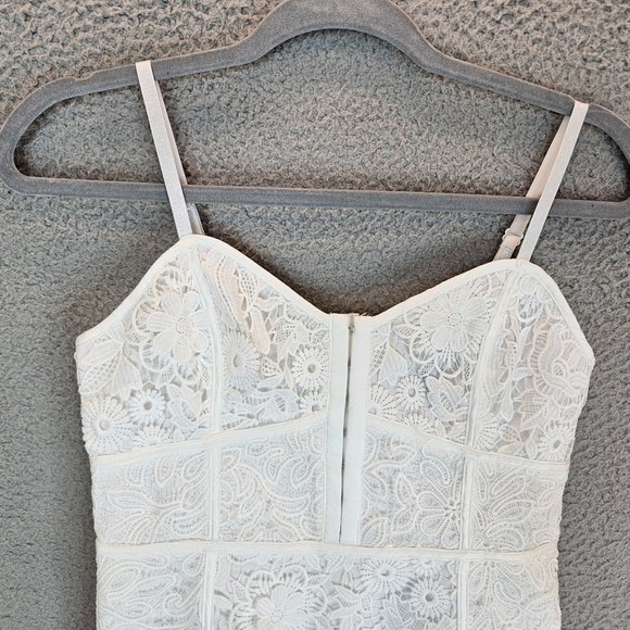 French Connection Binidari Womens White Lace Mini Dress Sz XS=4 Hookeye Front - Picture 3 of 13